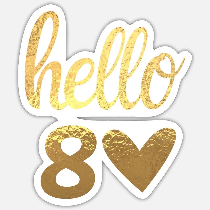 Hello 80 doré Sticker taille S (10 x 10 cm)