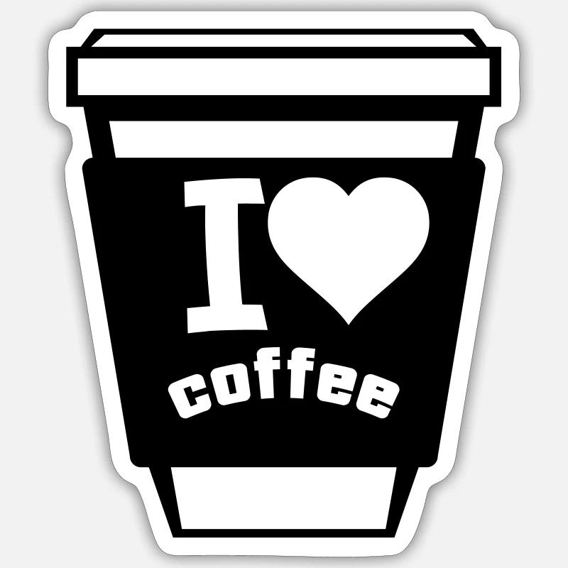 J’adore le café 1 - Sticker taille S (10 x 10 cm) - blanc mat