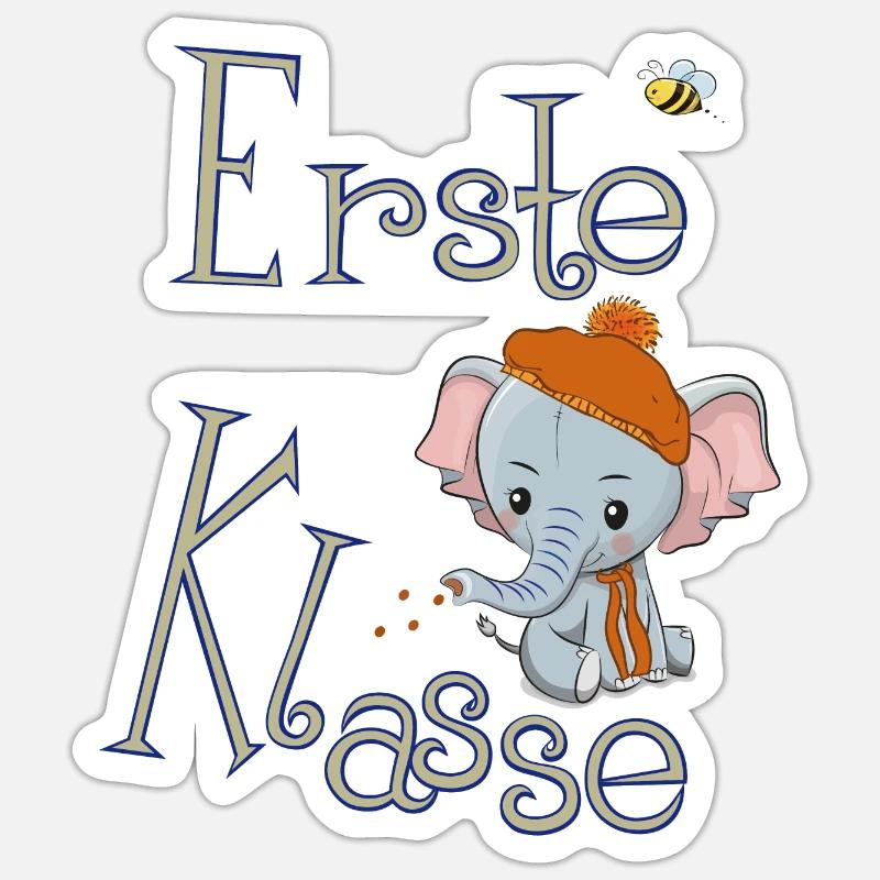 First Class, Elephant - Sticker size S (10 x 10 cm) - white matte
