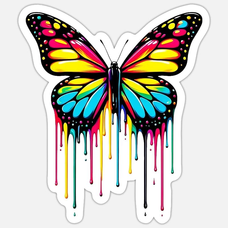 Papillon - Sticker taille S (10 x 10 cm) - blanc mat