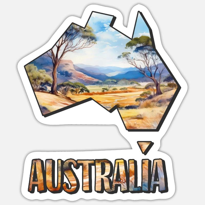 Carte à l’aquarelle Australie Sticker taille S (10 x 10 cm)