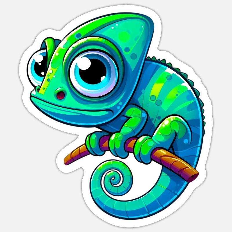 Caméléon - Sticker taille S (10 x 10 cm) - blanc mat