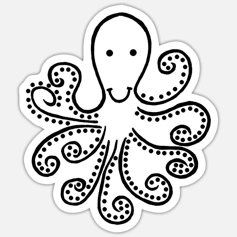 Pieuvre noire étrange - Sticker taille S (10 x 10 cm) - blanc mat