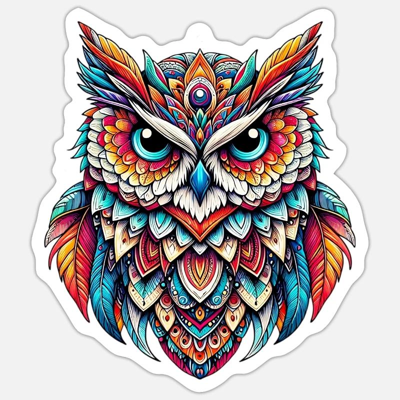 Eule - Sticker Größe S (10 x 10 cm) - Mattweiß