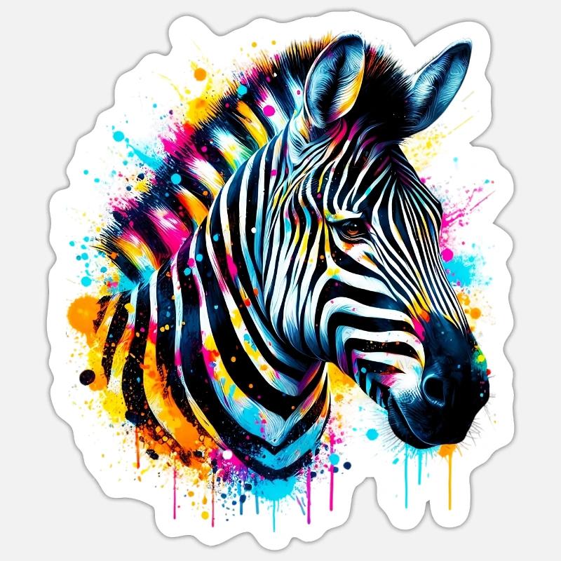 Zèbre - Sticker taille S (10 x 10 cm) - blanc mat
