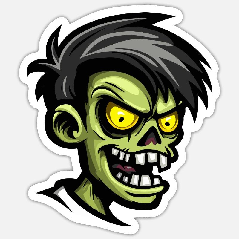 Bande dessinée d’Halloween zombie - Sticker taille S (10 x 10 cm) - blanc mat