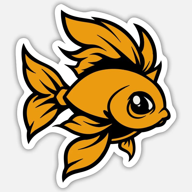 goldfisch fisch comic - Sticker Größe S (10 x 10 cm) - Mattweiß
