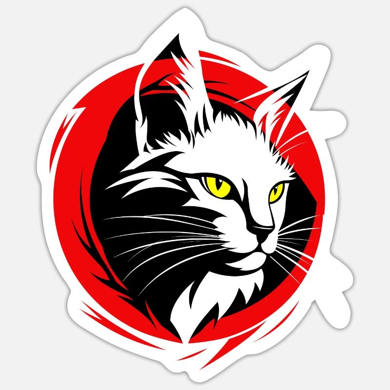 Katze Chat Katzen Chats - Sticker taille S (10 x 10 cm) - blanc mat