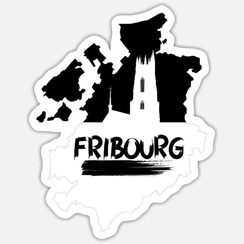 Fribourg Cathedrale - Sticker taille S (10 x 10 cm) - blanc mat