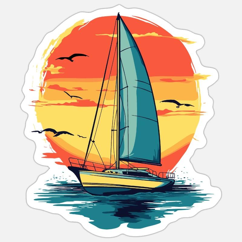 Conception de voilier - Sticker taille S (10 x 10 cm) - blanc mat
