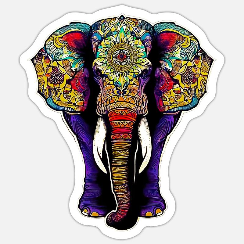 Éléphant - Sticker taille S (10 x 10 cm) - blanc mat