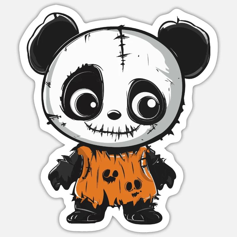 Panda Halloween Drôle Zombie - Sticker taille S (10 x 10 cm) - blanc mat