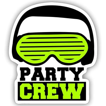 Party Crew Gesicht Feiern Team Freunde Mitglied - Sticker Größe S (10 x 10 cm) - Mattweiß - Vorne