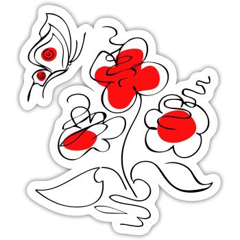 Flower Picture Flowers - Sticker size S (10 x 10 cm) - white matte - Front