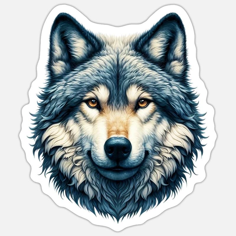 Loup - Sticker taille S (10 x 10 cm) - blanc mat