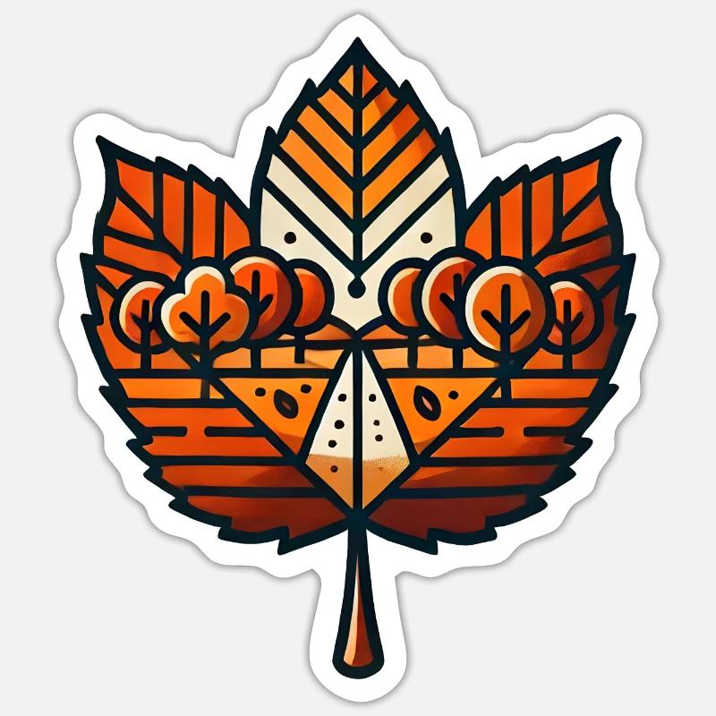 Blatt mit herbstlicher Landschaft - Sticker Größe S (10 x 10 cm) - Mattweiß