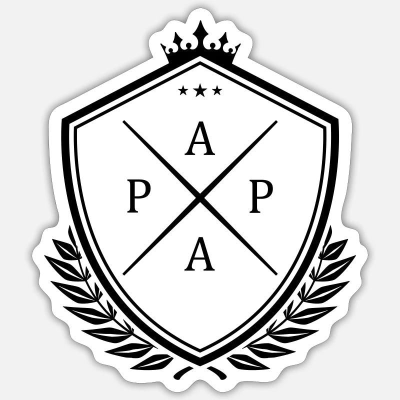 papa wappen dad - Sticker Größe S (10 x 10 cm) - Mattweiß