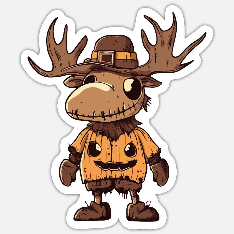 Elch Halloween Comic Lustig - Sticker Größe S (10 x 10 cm) - Mattweiß