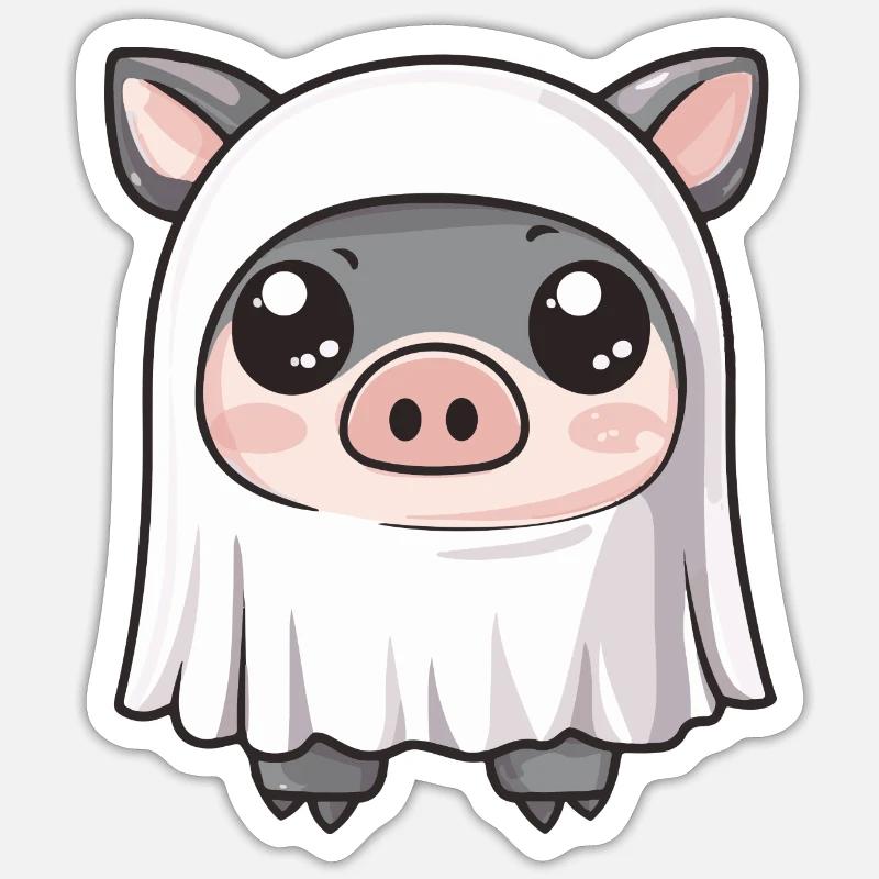 Schwein HalloweenGeist Wildschwein - Sticker Größe S (10 x 10 cm) - Mattweiß