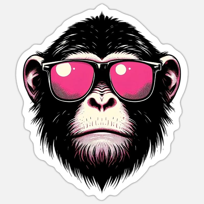 Affe - Sticker Größe S (10 x 10 cm) - Mattweiß