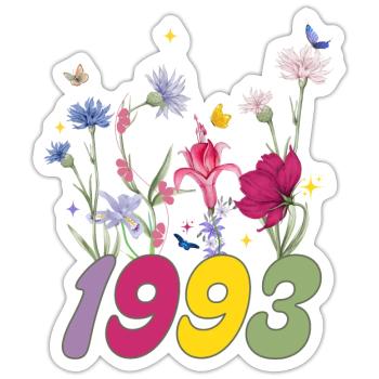Year of birth 1993 wildflowers - Sticker size S (10 x 10 cm) - white matte - Front