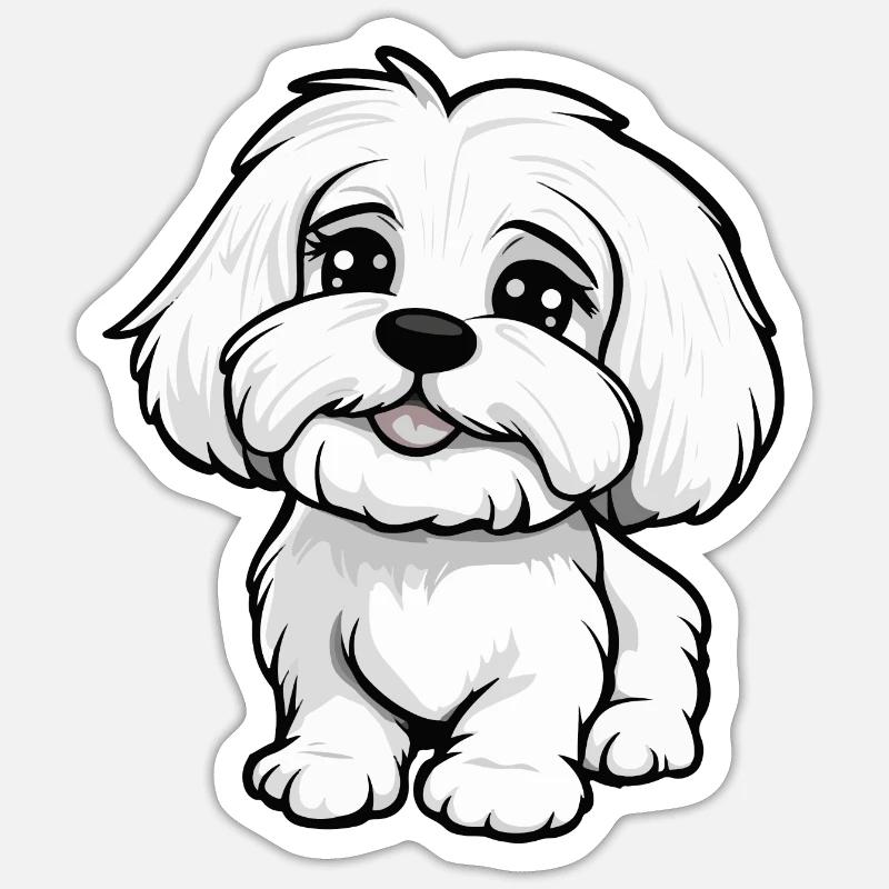 Havanese Hund Comic Niedlich - Sticker Größe S (10 x 10 cm) - Mattweiß