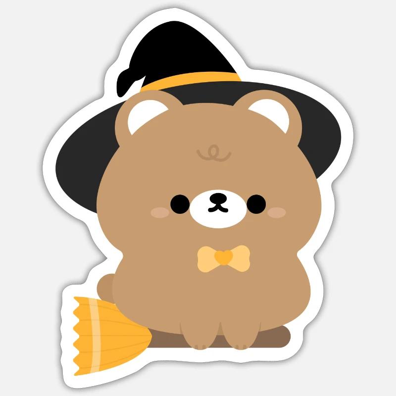 Brown Bear Witch Sticker size S (10 x 10 cm)