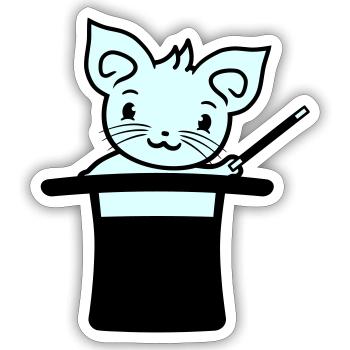 Magical Enchanted Top Hat Wizard Cat - Sticker size S (10 x 10 cm) - white matte - Front