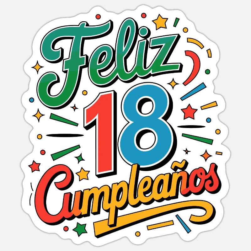 "¡Feliz 18 Cumpleaños! - Sticker taille S (10 x 10 cm) - blanc mat