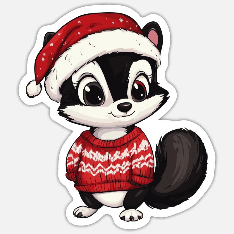 Skunk Christmas Comic - Sticker size S (10 x 10 cm) - white matte