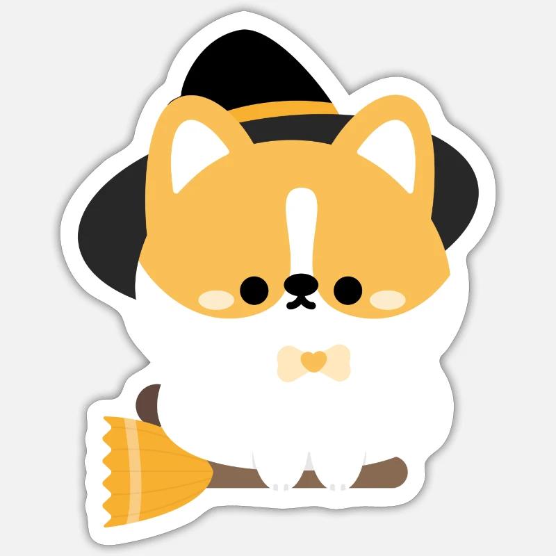 Corgi Hexe Sticker Größe S (10 x 10 cm)