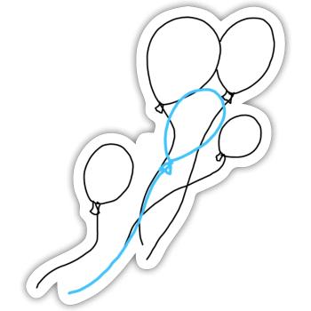 Minimalistische Ballon-Illustration in Blau - Sticker Größe S (10 x 10 cm) - Mattweiß - Vorne