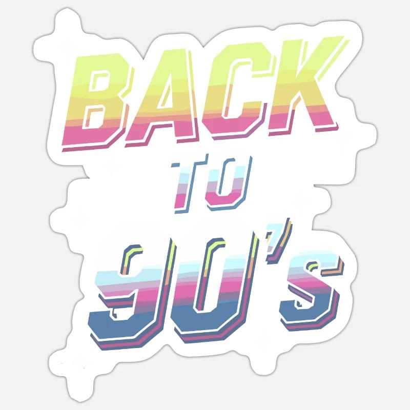 Back to 90's - Sticker taille S (10 x 10 cm) - blanc mat