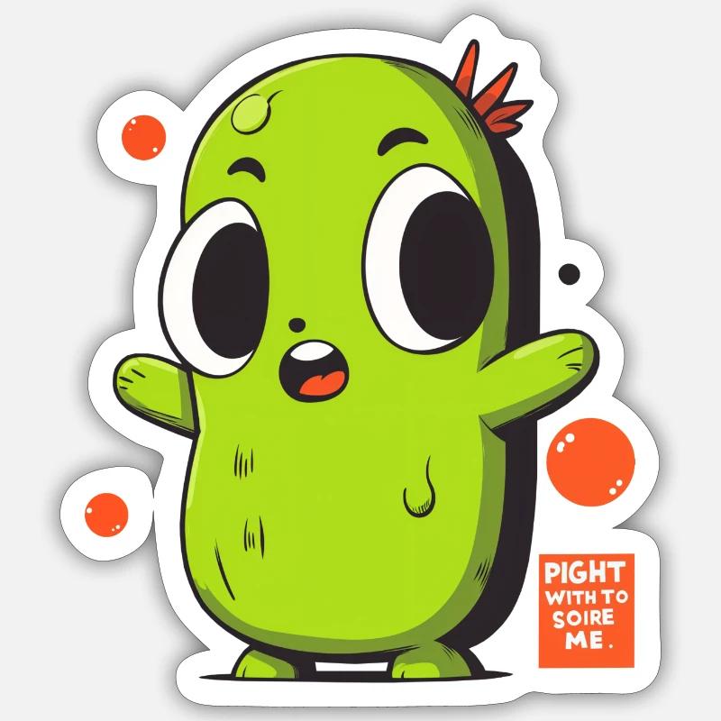 Manga-Gurke - Sticker Größe S (10 x 10 cm) - Mattweiß