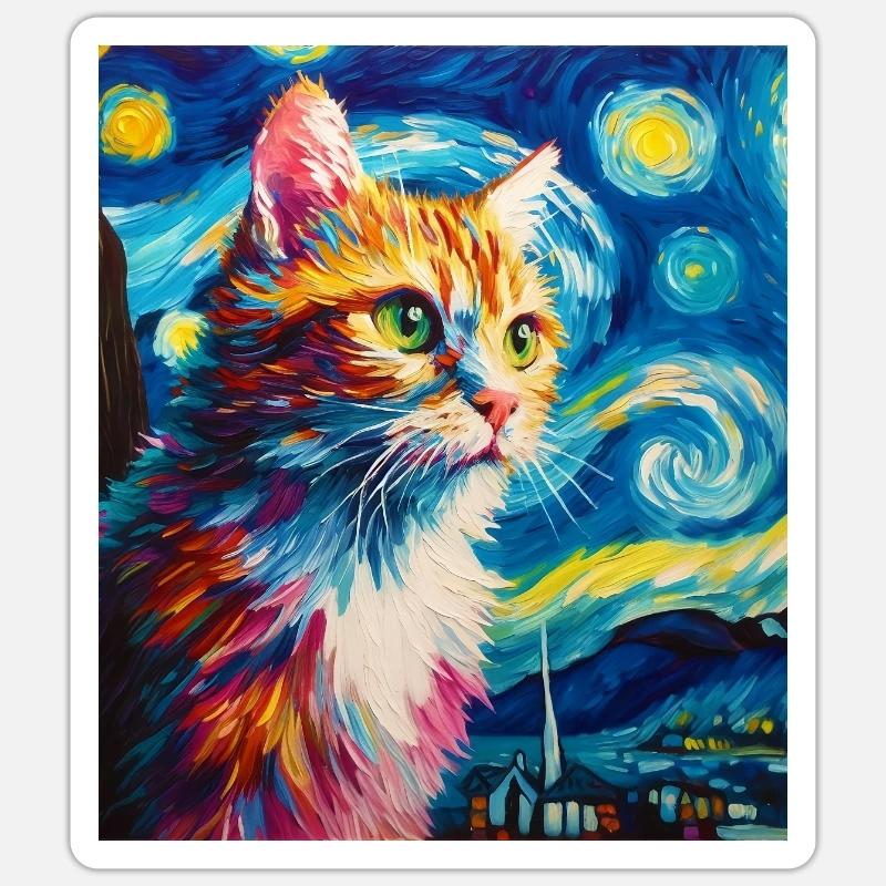 Katze - Sticker Größe S (10 x 10 cm) - Mattweiß