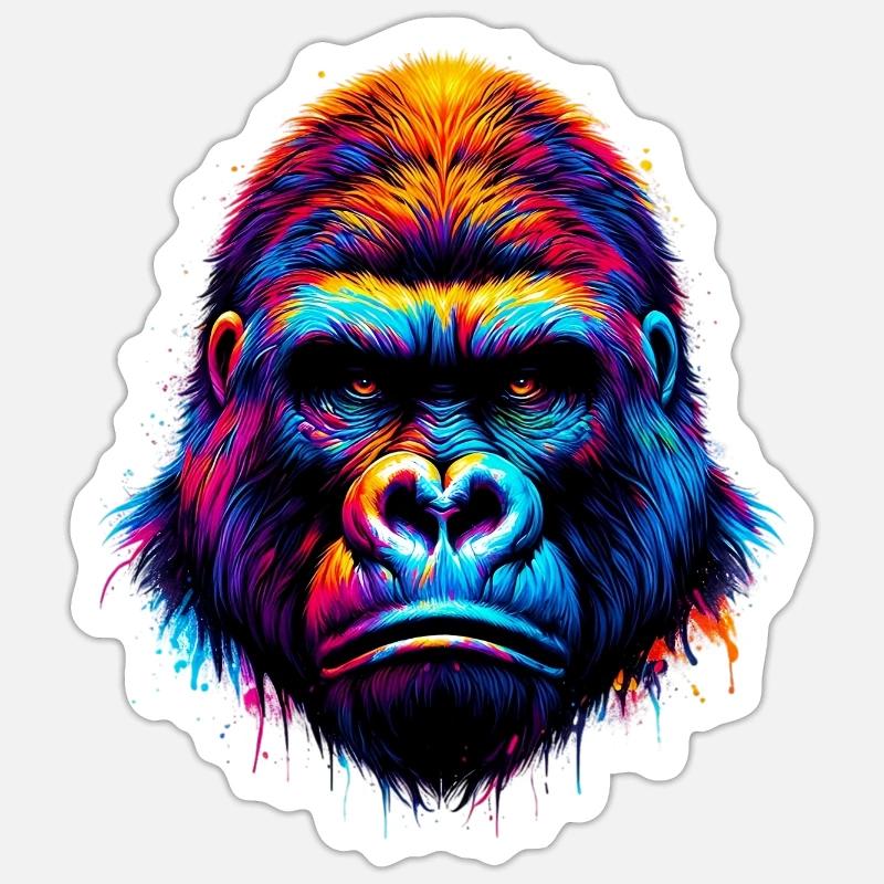Gorilla - Sticker Größe S (10 x 10 cm) - Mattweiß