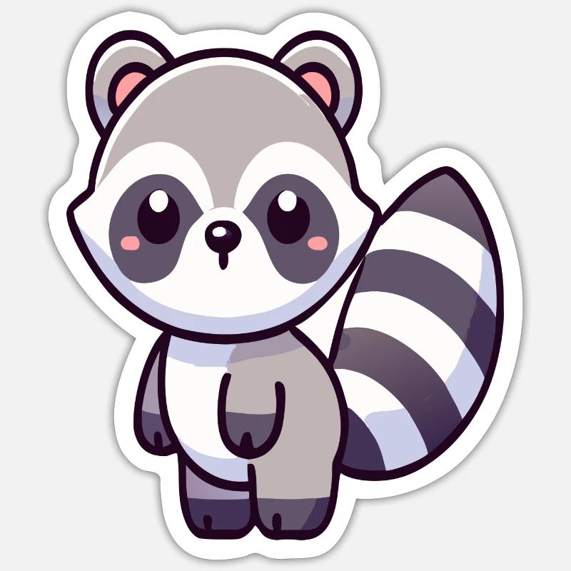 Waschbär - Sticker Größe S (10 x 10 cm) - Mattweiß