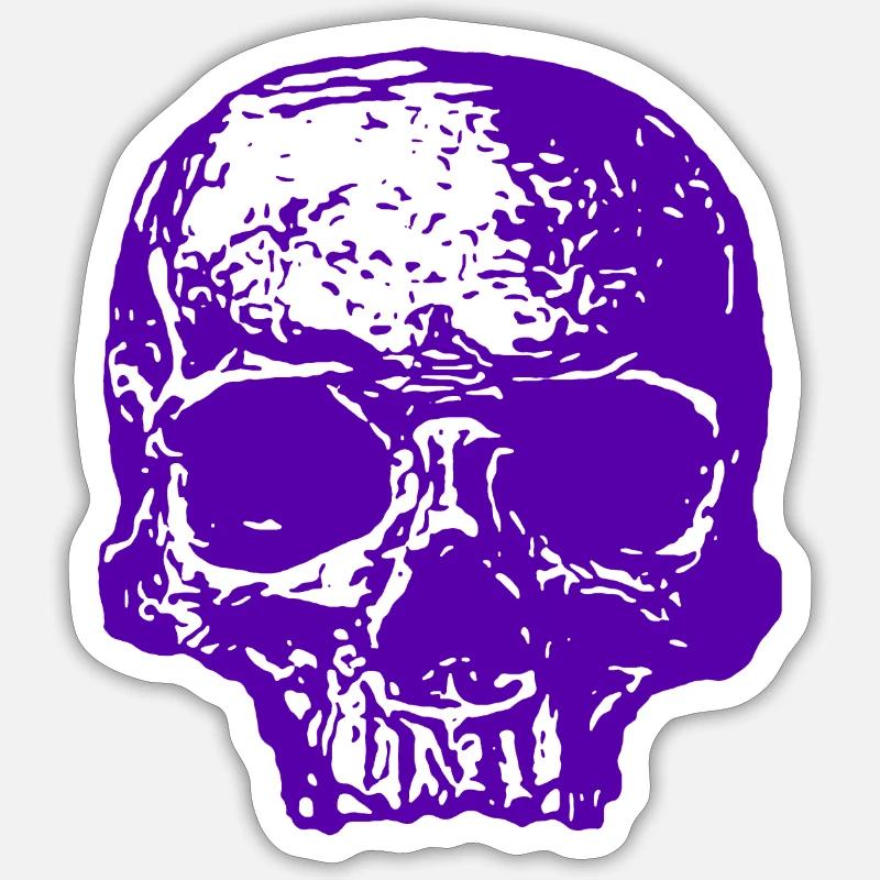 Crâne violet - Sticker taille S (10 x 10 cm) - blanc mat