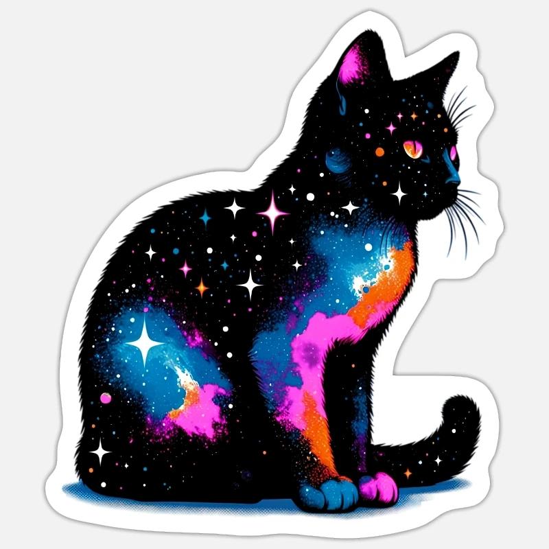 Chat - Sticker taille S (10 x 10 cm) - blanc mat