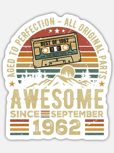 Geburtstag September 1962 Jahrgang September 1962 - Sticker Größe S (10 x 10 cm) - Mattweiß