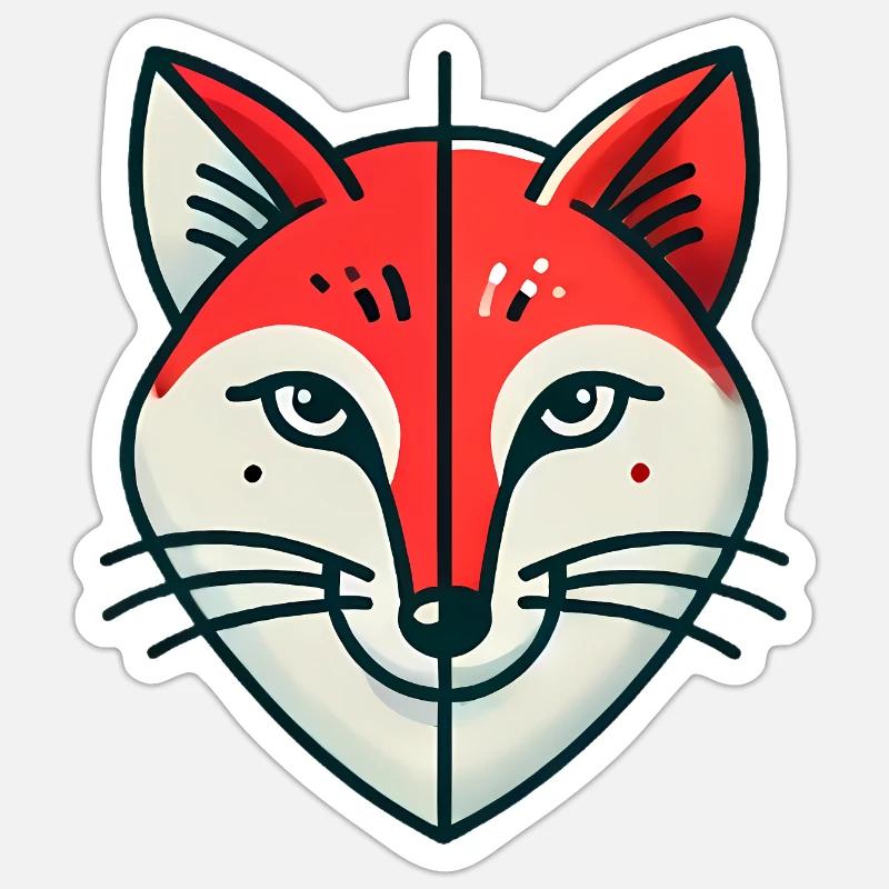 Geometric Split Fox Illustration - Sticker size S (10 x 10 cm) - white matte