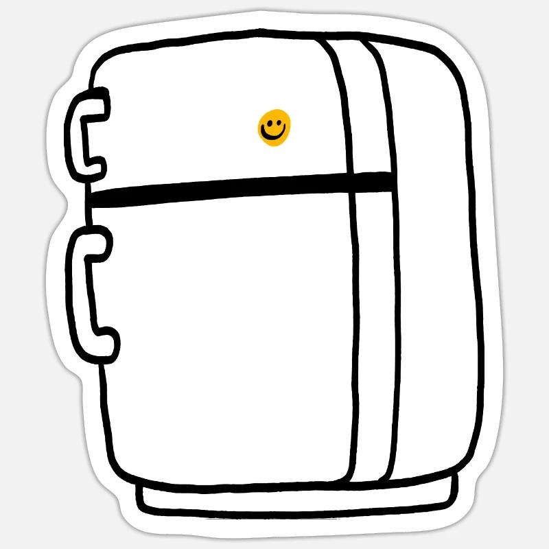 Kühlschrank mit Smiley Comic - Sticker Größe S (10 x 10 cm) - Mattweiß