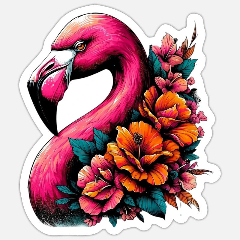 Flamant - Sticker taille S (10 x 10 cm) - blanc mat