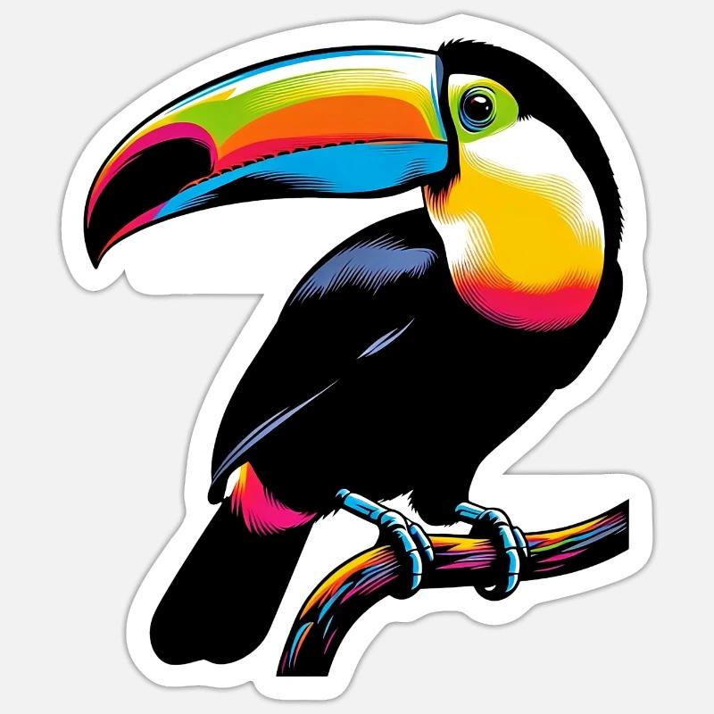 Toucan - Sticker taille S (10 x 10 cm) - blanc mat