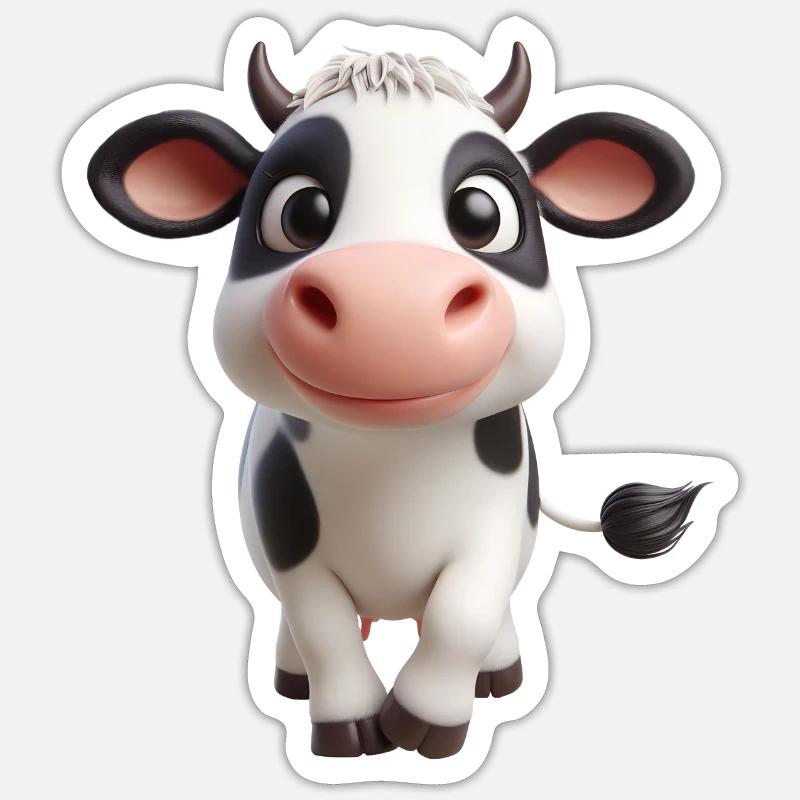 Kuh 3 - Sticker Größe S (10 x 10 cm) - Mattweiß