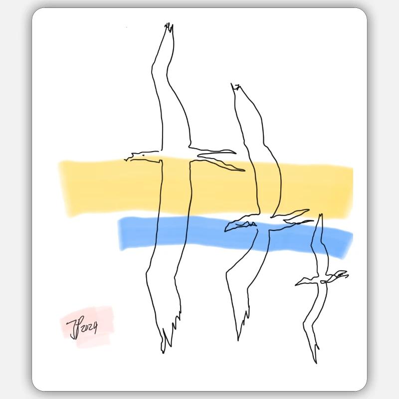 Oiseaux libres - Sticker taille S (10 x 10 cm) - blanc mat
