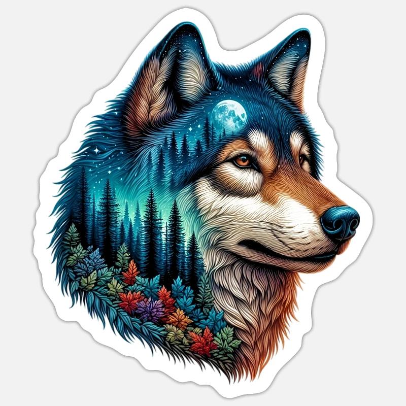 Wolf - Sticker Größe S (10 x 10 cm) - Mattweiß