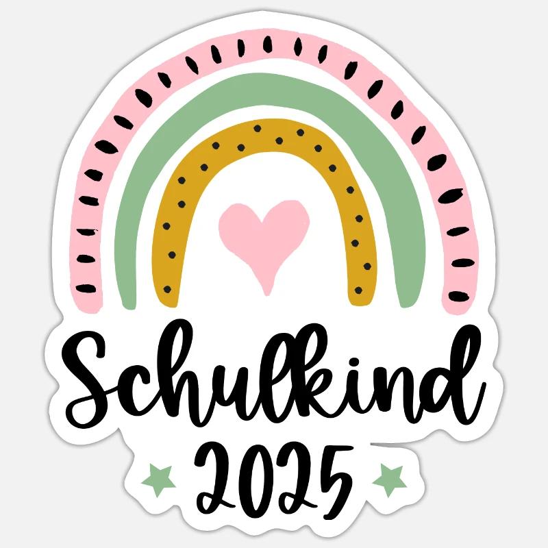 Schulkind 2025 Einschulung Mädchen - Sticker Größe S (10 x 10 cm) - Mattweiß