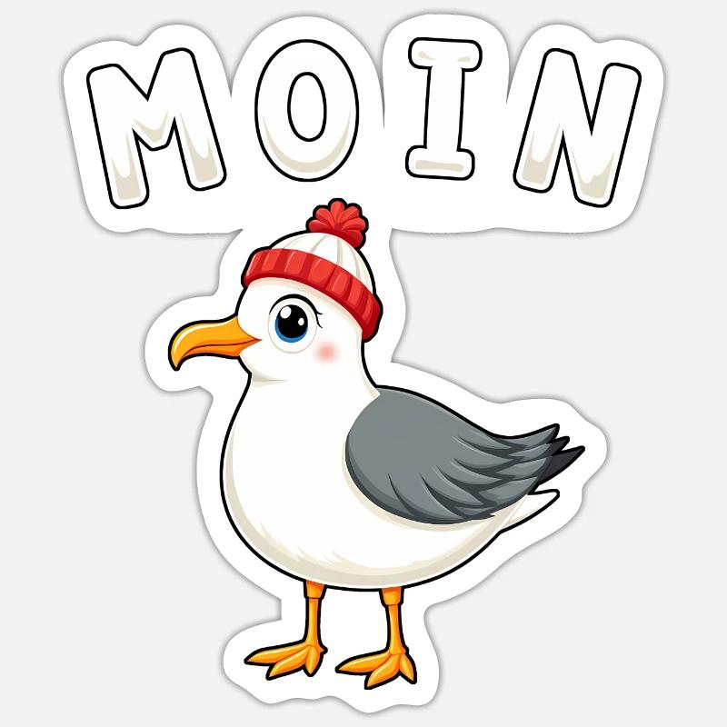 Moin Möwe - Sticker Größe S (10 x 10 cm) - Mattweiß