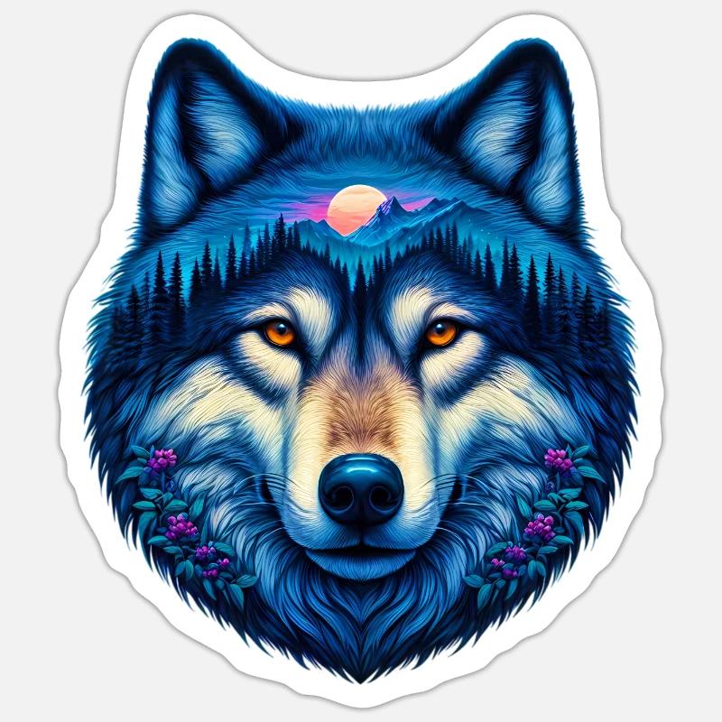 Wolf - Sticker Größe S (10 x 10 cm) - Mattweiß